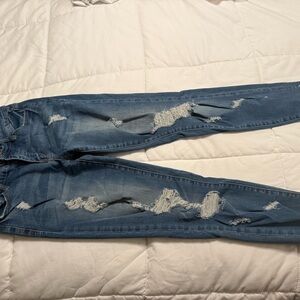 Fashion Nova Blue Skinny Jeans Distressed Style